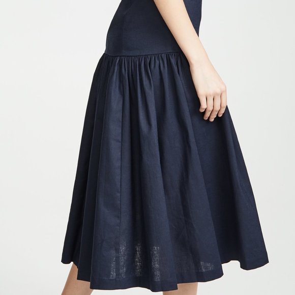 Veronica Beard Fiore Navy Blue Strapless Linen Dress Size 6 New with Tag $495 - Picture 3 of 11